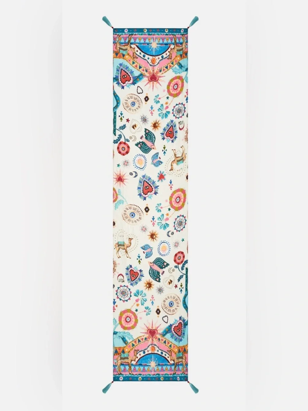 CAMILLA “Living In Colour” white silk boho long scarf shawl belt top head wrap